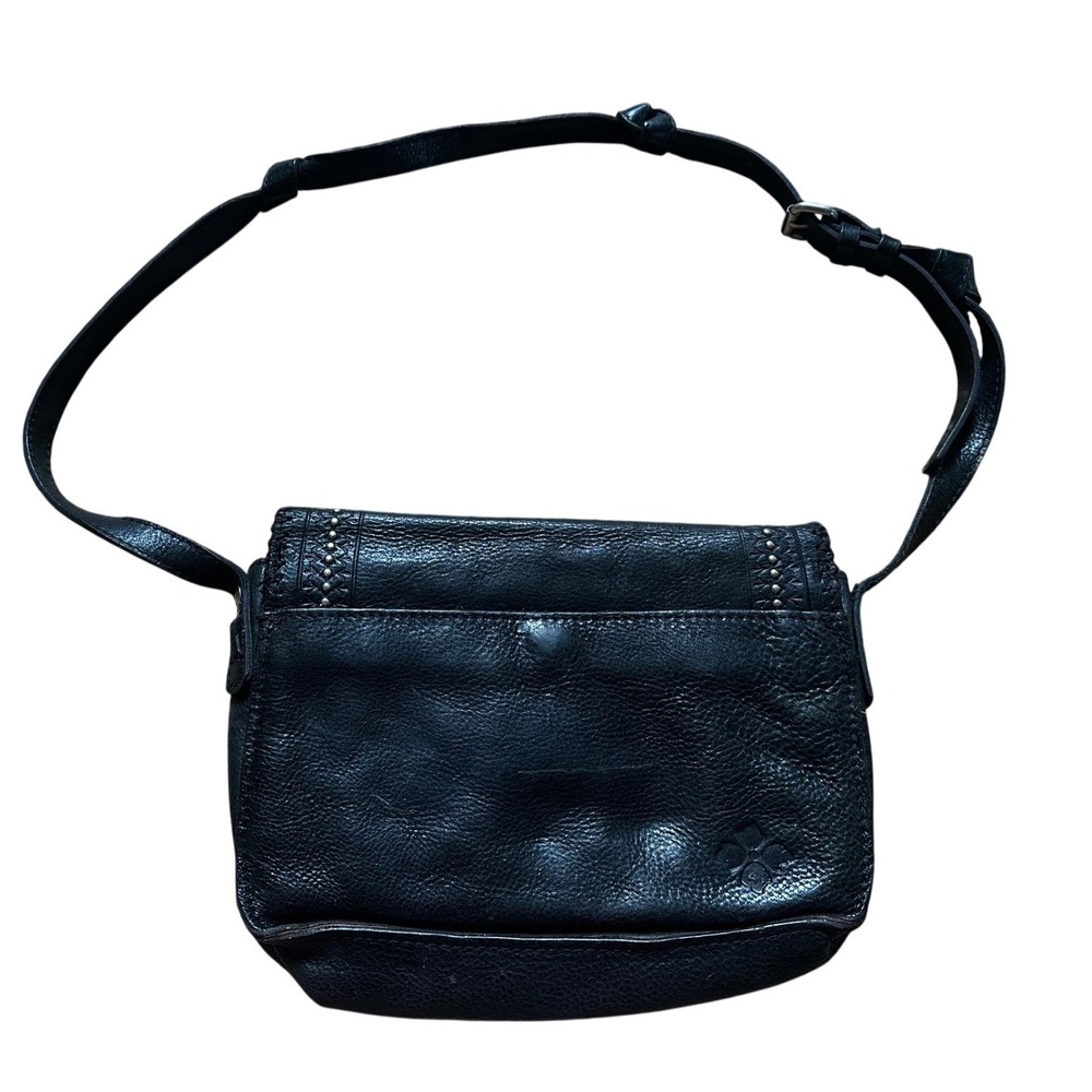 Patricia Nash Black Leather Tooled Tassel Crossbody Saddle Bag - Picture 4 of 6